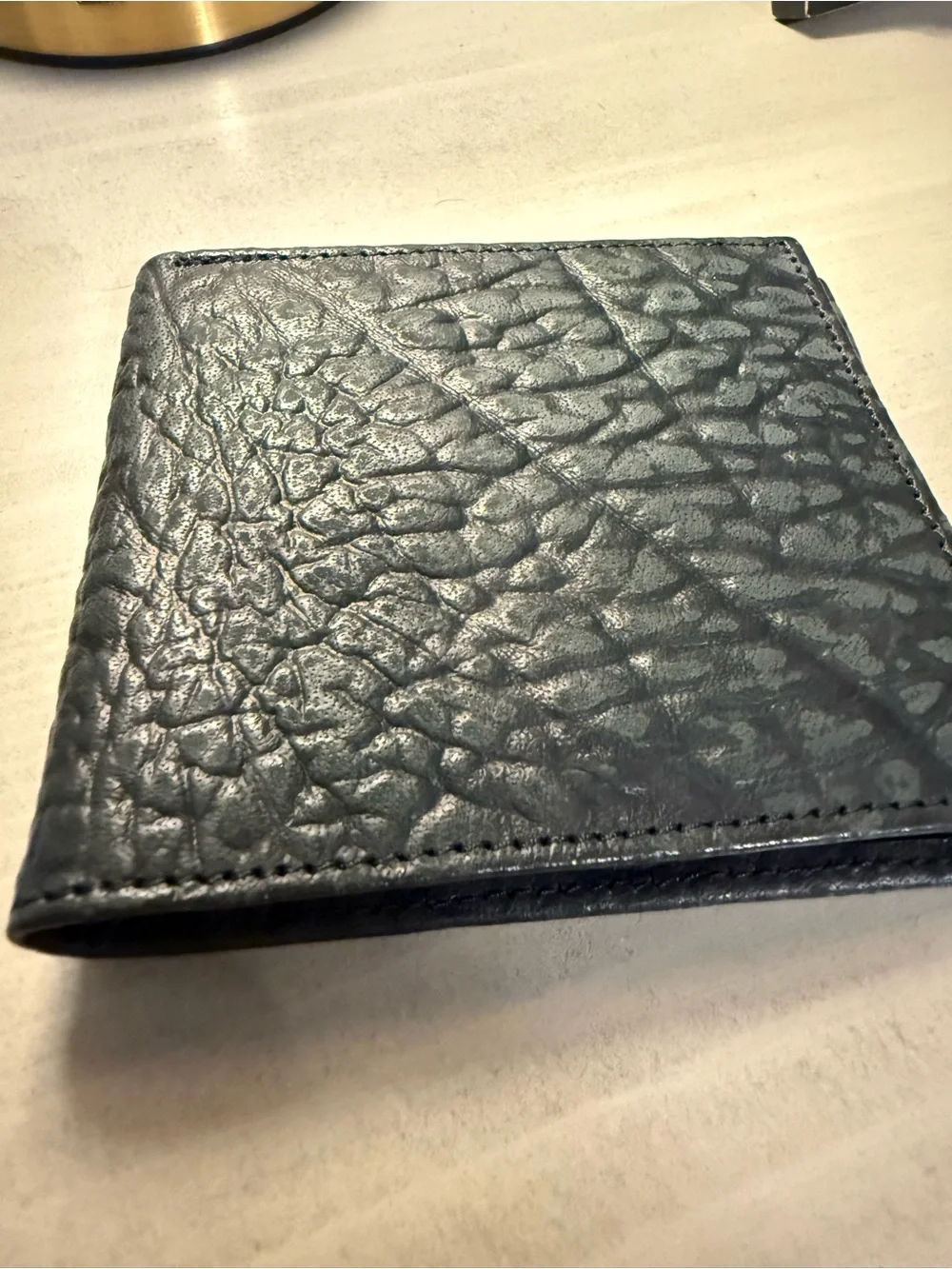 Black Men's Textured African Buffalo Leather Bifold Wallet